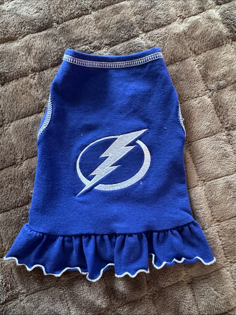 NHL Blue Tampa Lightning Pet Dress with White Logo